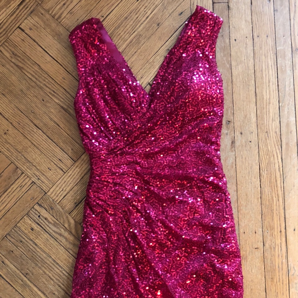 Pink sequin mini dress